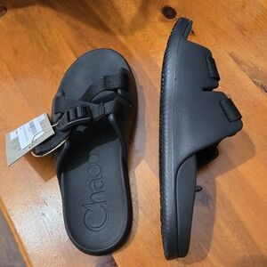Chaco Chilos Kids Slide Size 2 Black Slip On Sandals Flip Flops Straps NWOB